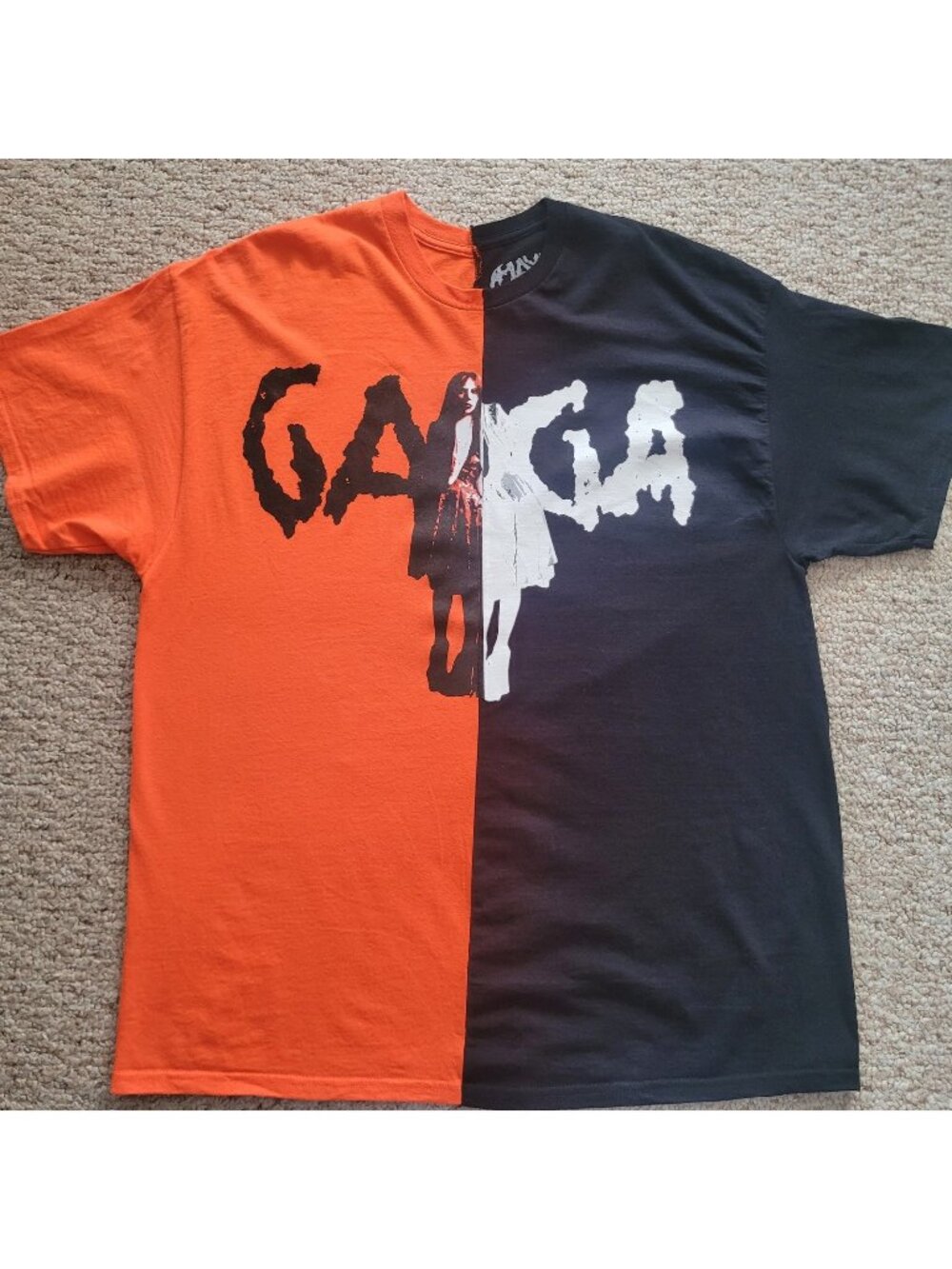 Lady Gaga Mayhem Concert T-Shirt Size 2XL Black and Orange Split Concert Merch